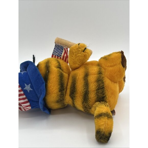 Vintage 1981 Dakin Garfield Patriotic Uncle Sam Plush Stuffed Animal 10" Flag - Picture 4 of 13